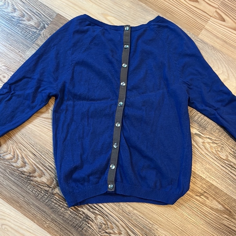 Boden button back blue sweater - Picture 2 of 5